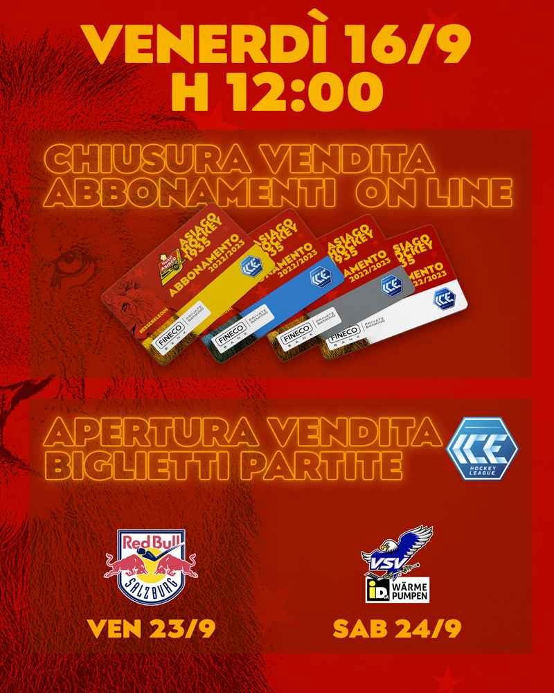 Chiusura vendita online abbonamenti ed apertura vendita ticket per i match casalinghi