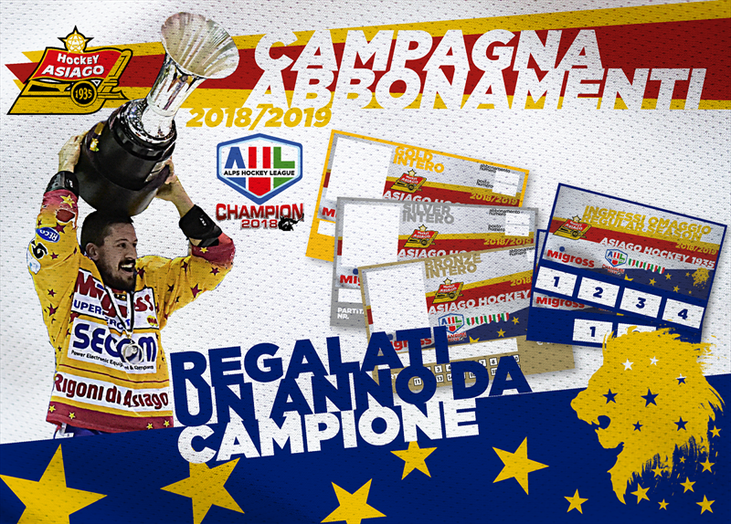 REGALATI UN ANNO DA CAMPIONE!
Al via la campagna abbonamenti 2018/2019!