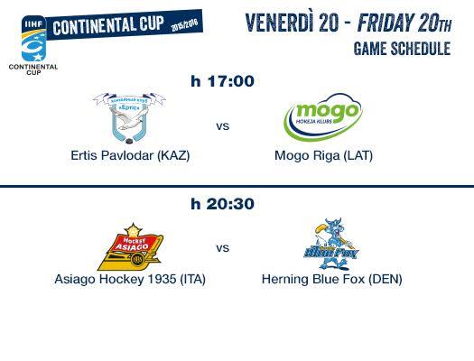 Alle 17.00 primo ingaggio per la Continental Cup